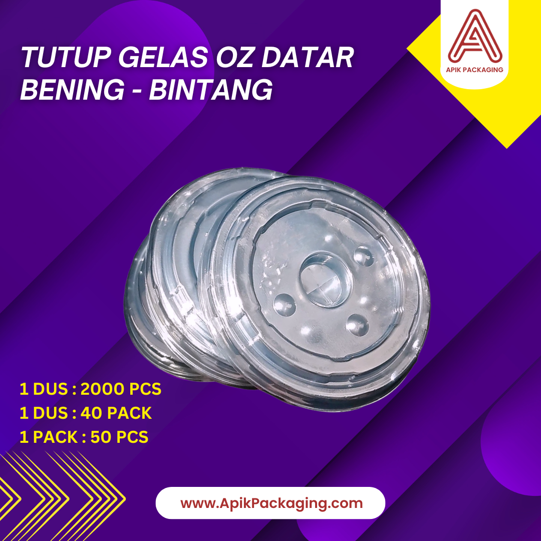 Tutup Gelas Oz Datar Bening - Bintang