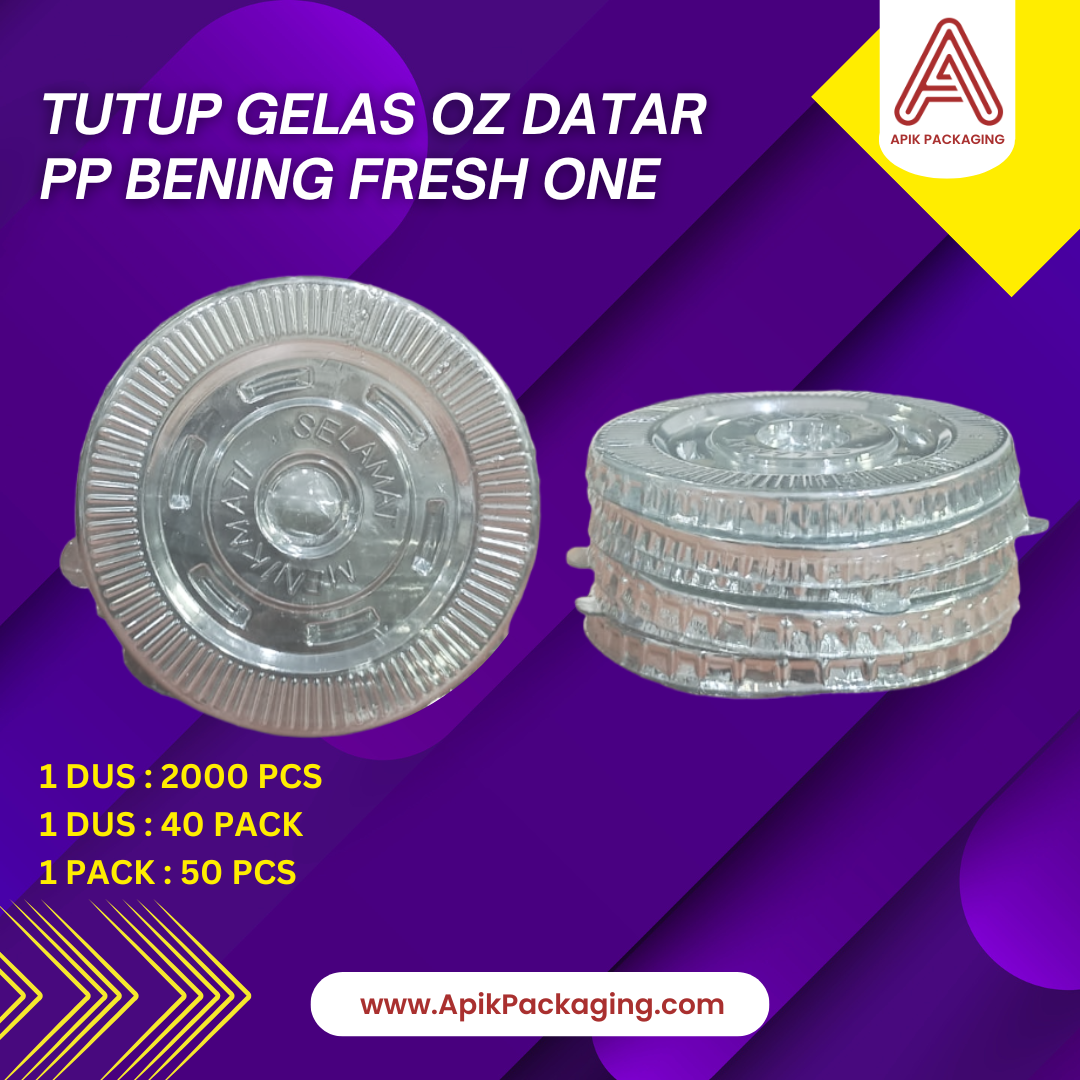 Tutup Gelas OZ Datar PP Bening Fresh One