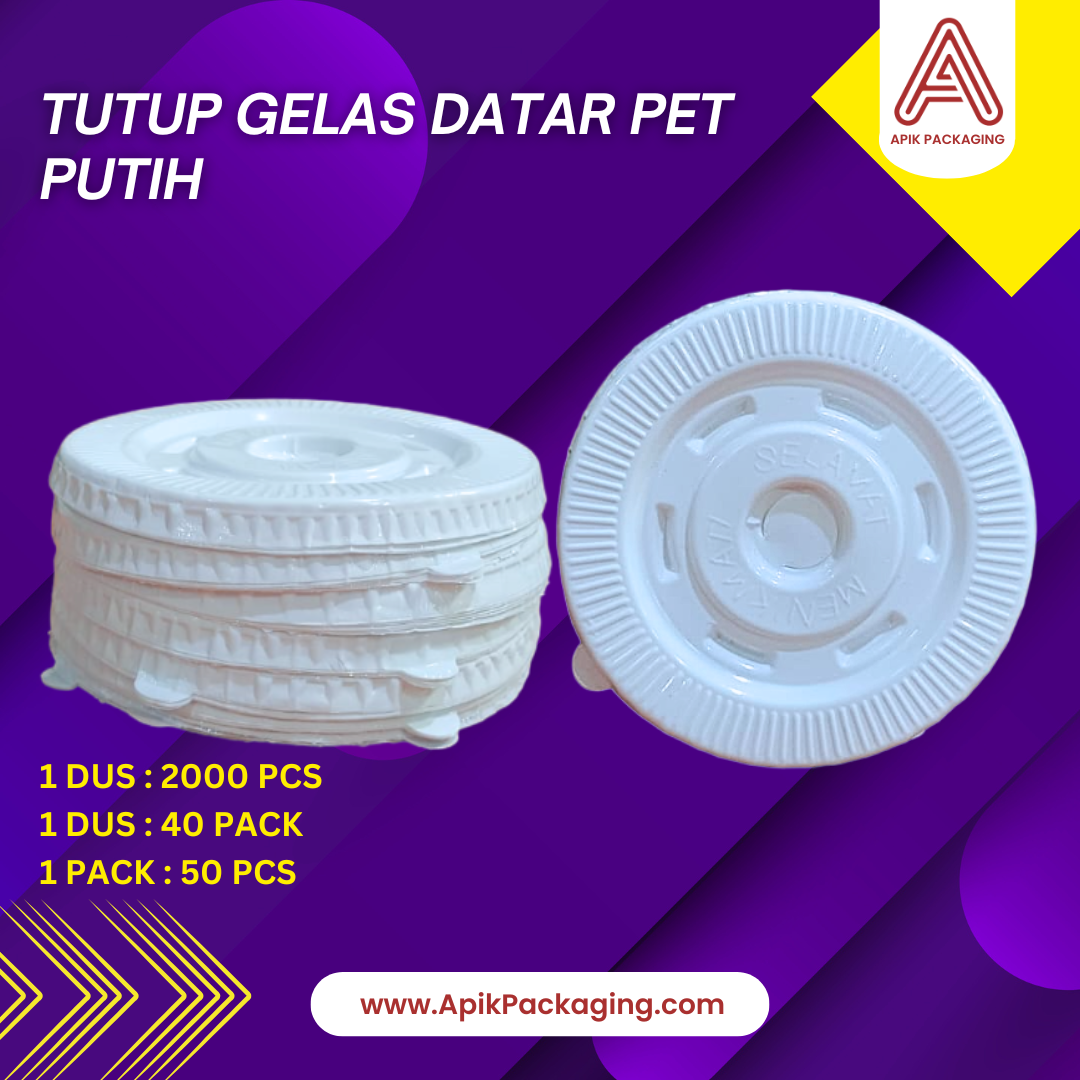 Tutup Gelas Datar PET Putih