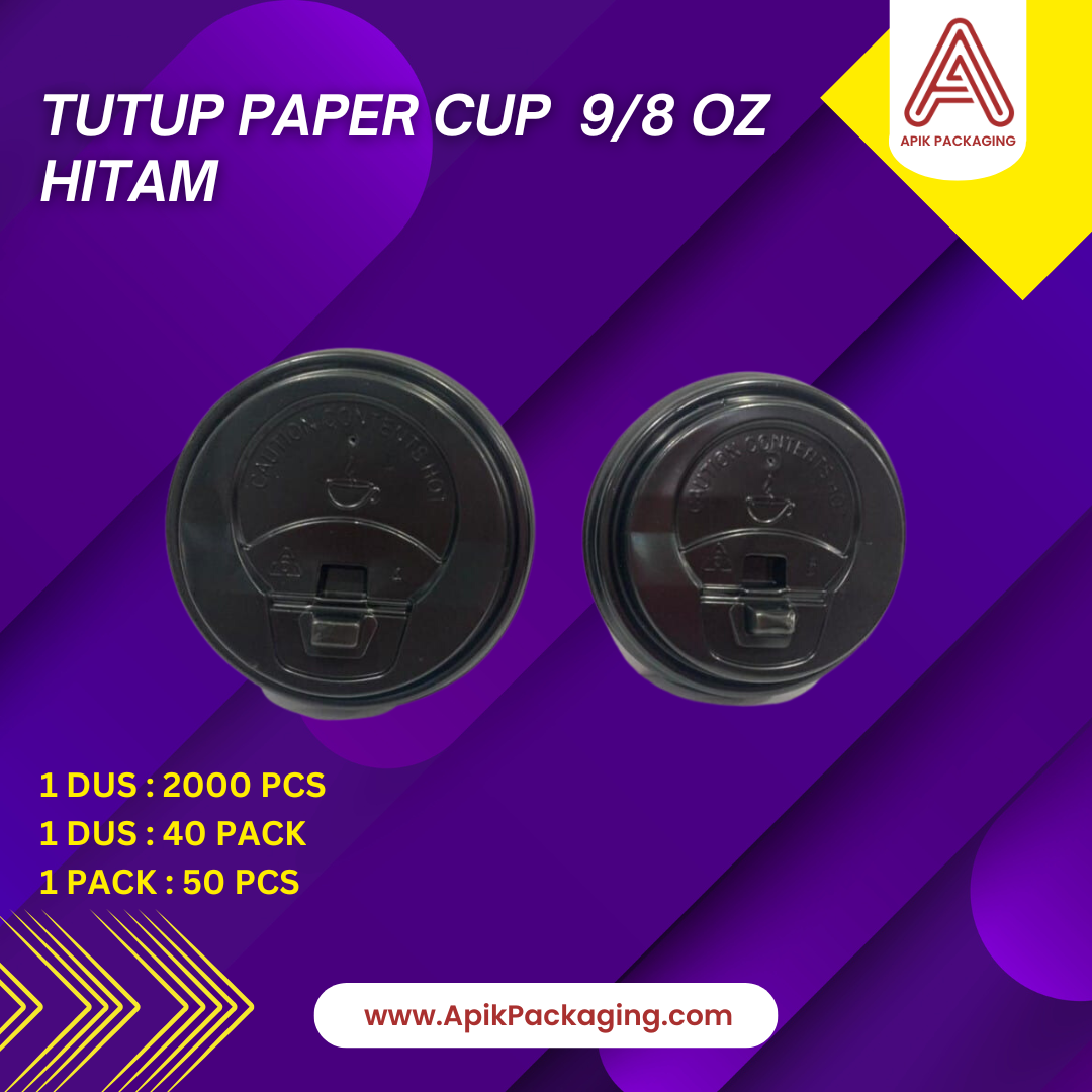 Tutup Paper Cup 9 dan 8 OZ Hitam