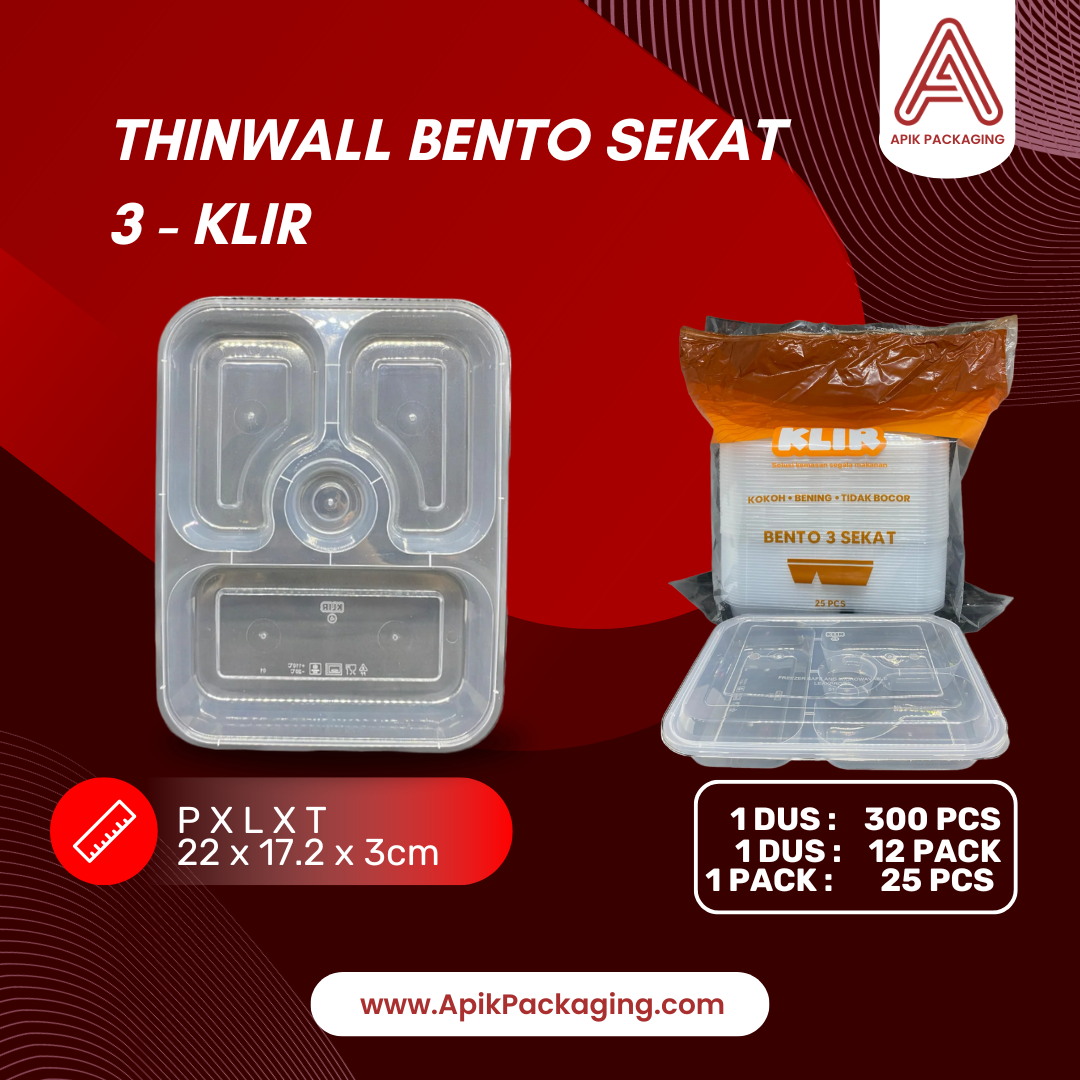 Thinwall Bento Sekat 3 dan Sekat 4 KLIR dan Bento Bintang KLIR