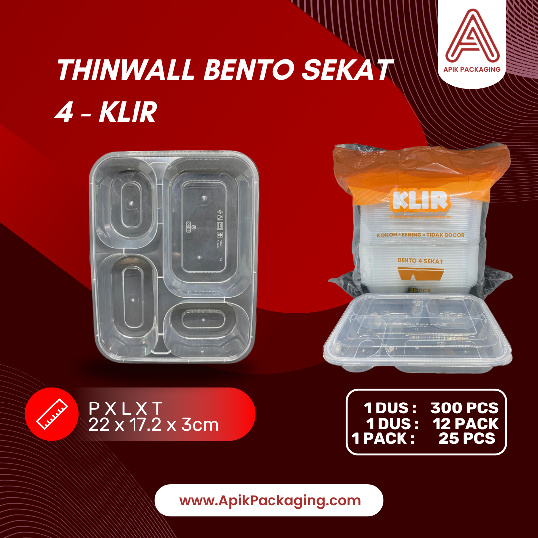 Thinwall Bento Sekat 3 dan Sekat 4 KLIR dan Bento Bintang KLIR