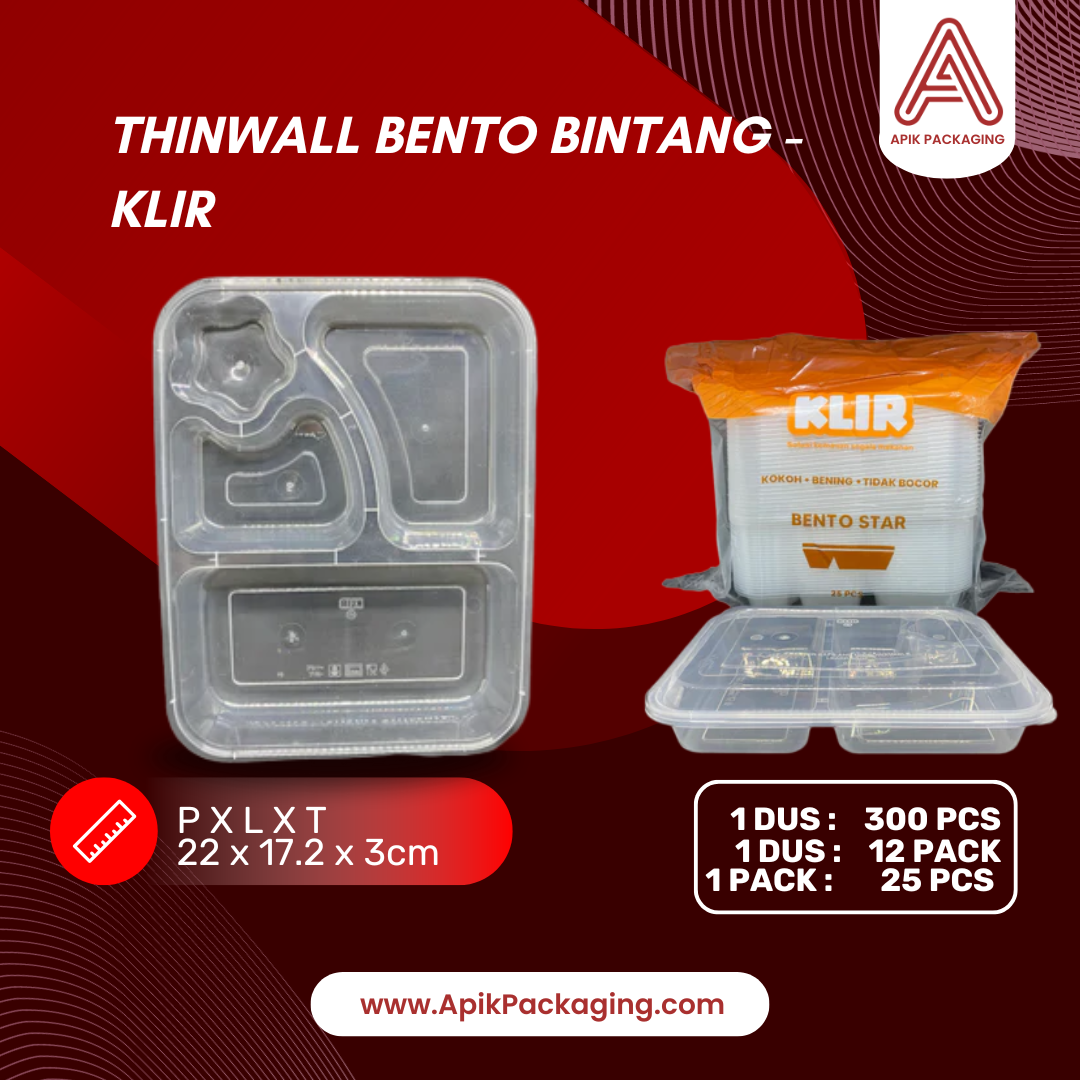 Thinwall Bento Sekat 3 dan Sekat 4 KLIR dan Bento Bintang KLIR