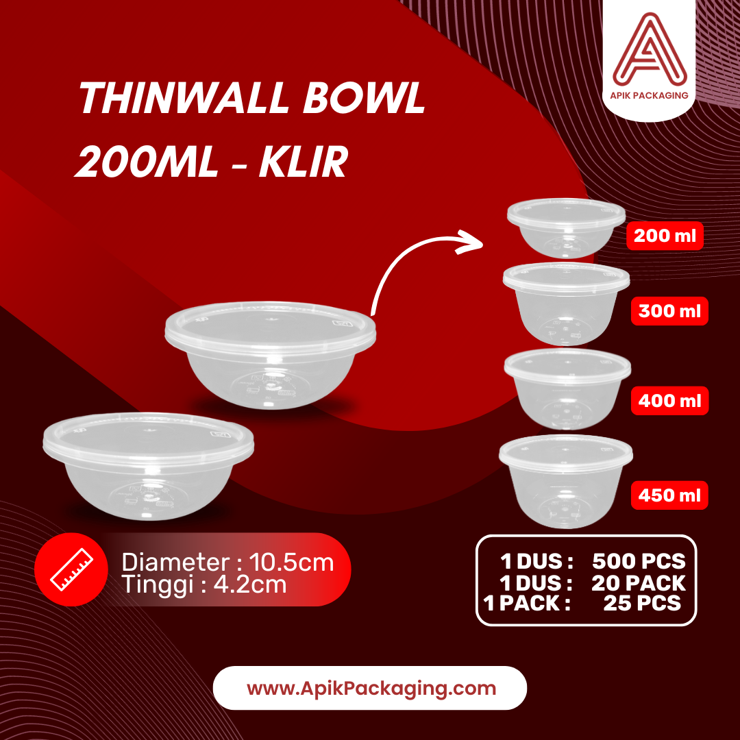 Thinwall Bowl KLIR 200 ML, 300 ML, 400 ML, 450 ML, 500 ML
