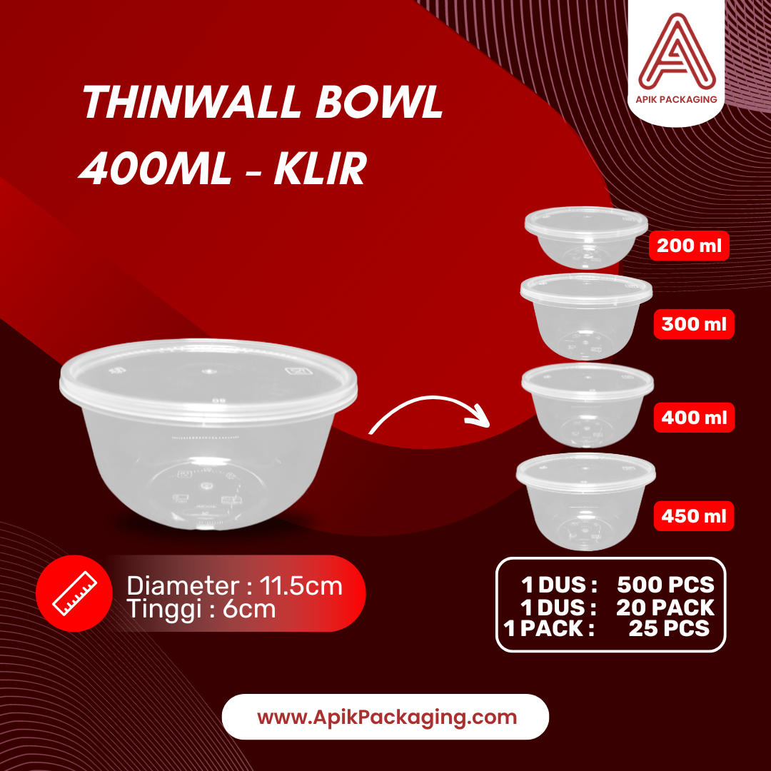Thinwall Bowl KLIR 200 ML, 300 ML, 400 ML, 450 ML, 500 ML