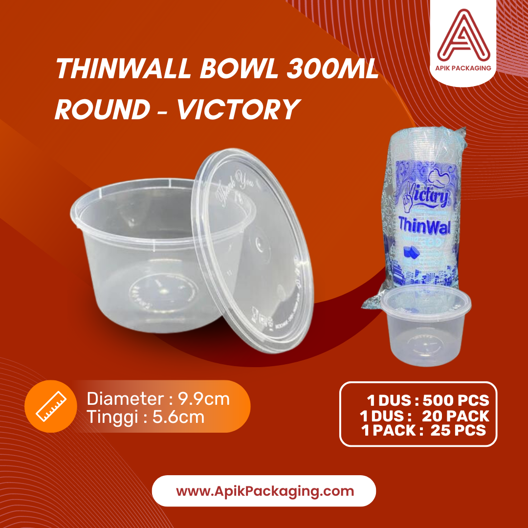 Mangkuk Thinwall / Thinwall Round Bowl Victory 300 ML, 450 ML, 500 ML, 650 ML, 750 ML, 1000 ML
