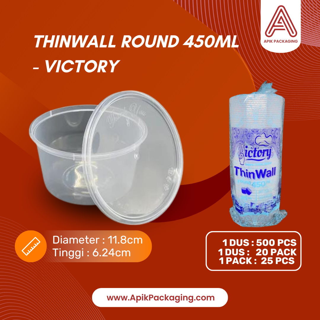Mangkuk Thinwall / Thinwall Round Bowl Victory 300 ML, 450 ML, 500 ML, 650 ML, 750 ML, 1000 ML