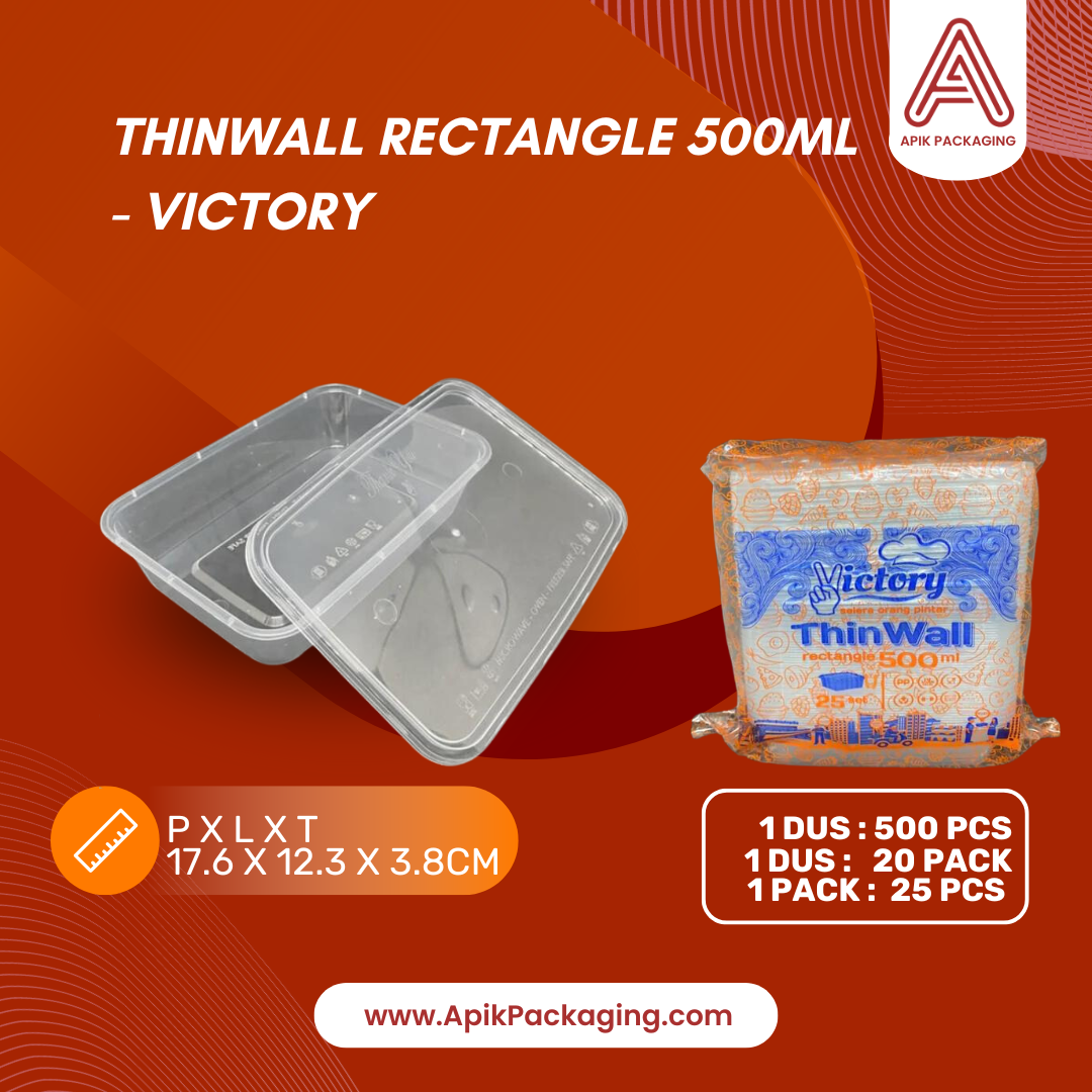 Thinwall Rectangle Victory 200 ML, 250 ML, 300 ML, 500 ML, 650 ML, 750 ML, 1000 ML
