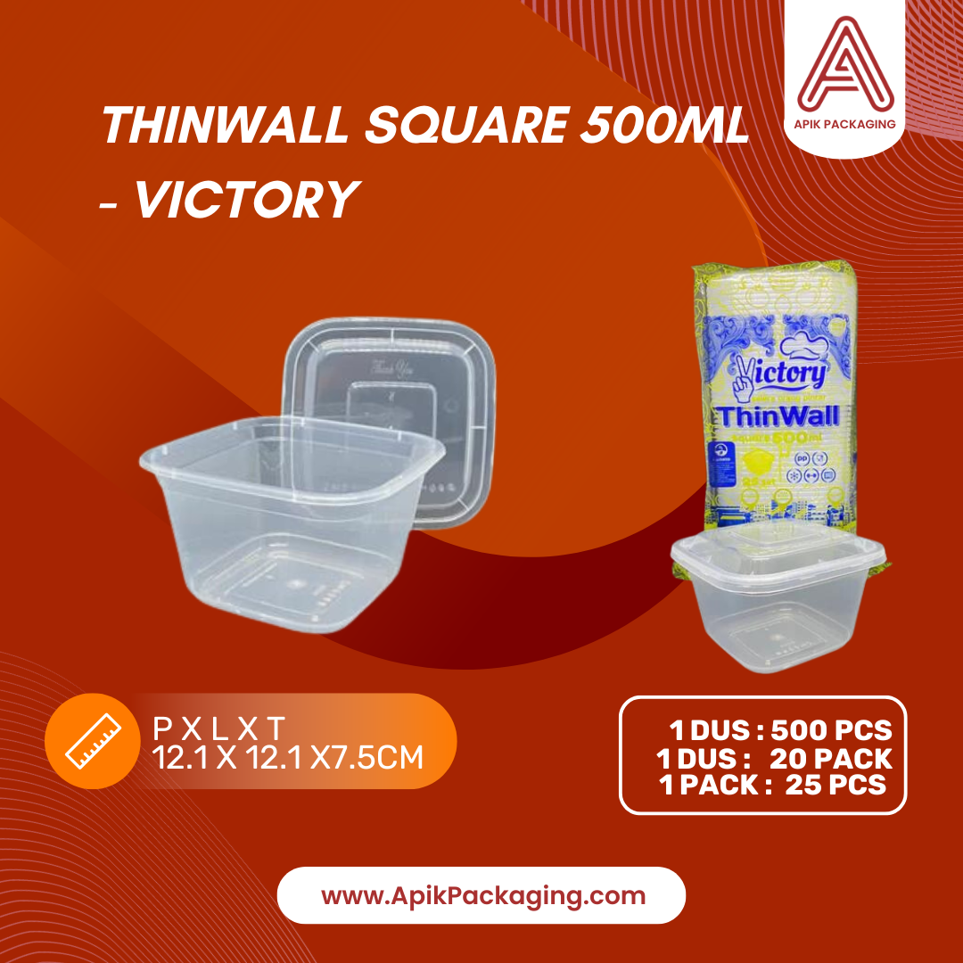 Thinwall Square Victory 350 ML, 500 ML, 750 ML, 1000 ML, 1010 ML, 1500 ML, 2000 ML, 3000 ML