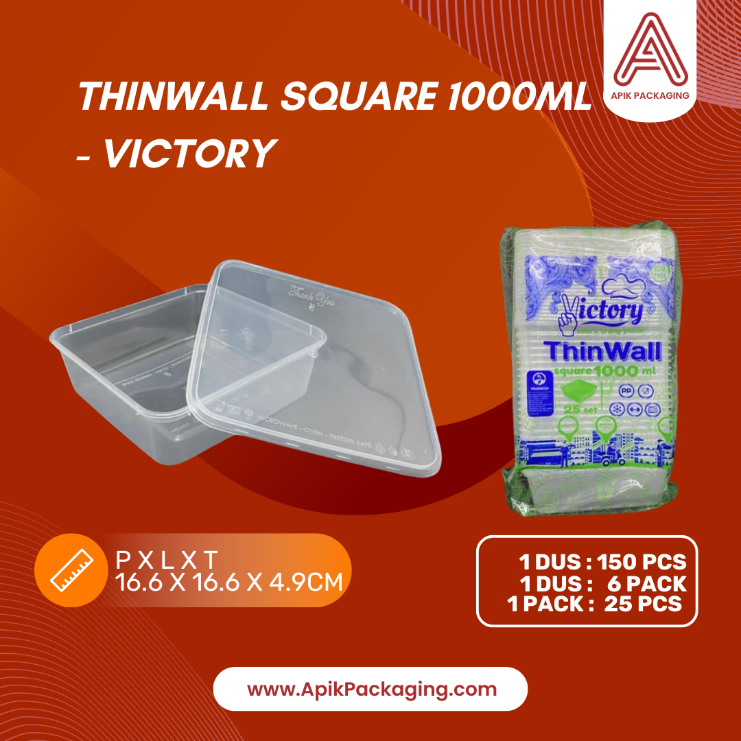 Thinwall Square Victory 350 ML, 500 ML, 750 ML, 1000 ML, 1010 ML, 1500 ML, 2000 ML, 3000 ML