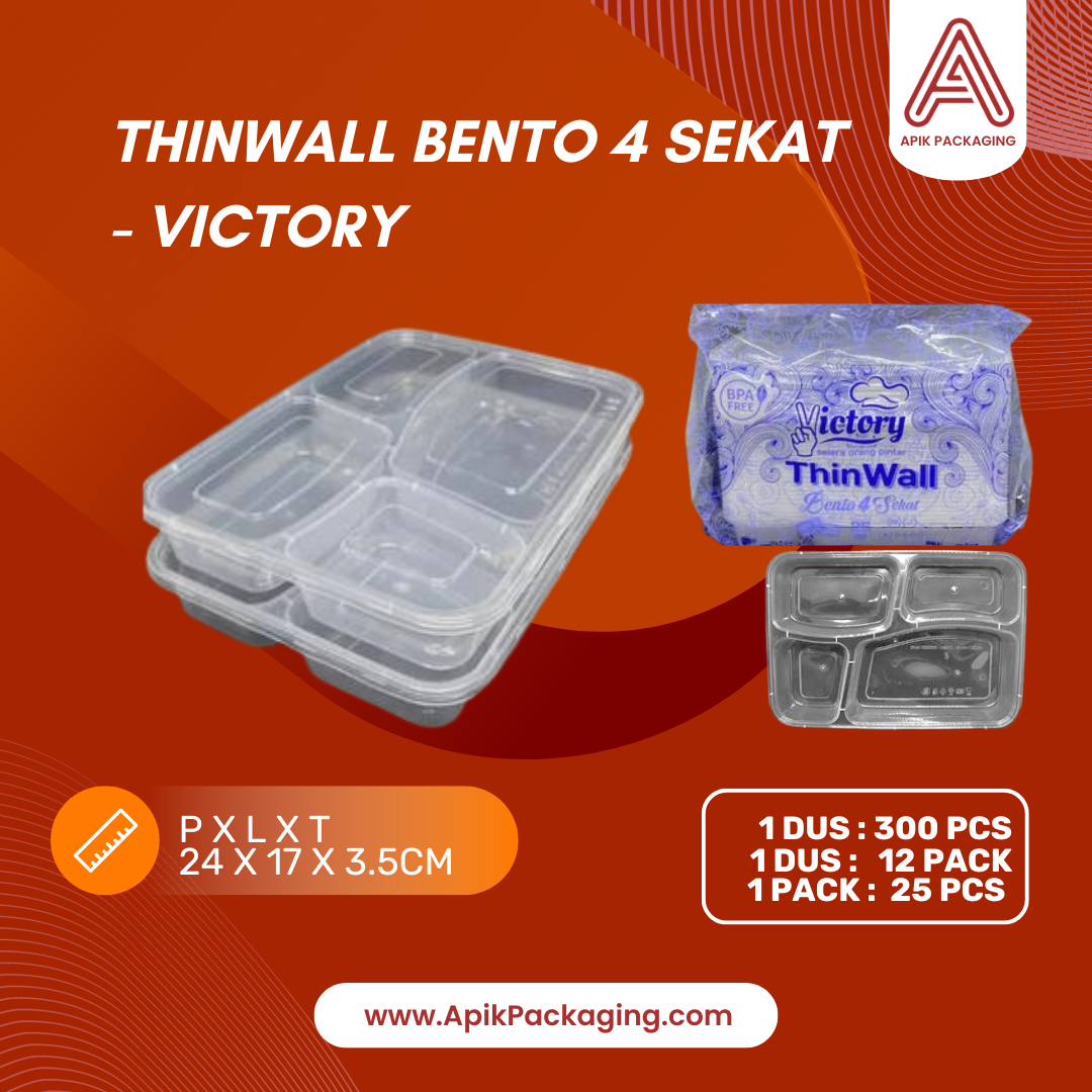 Thinwall Bento Victory 3 Sekat dan 4 Sekat