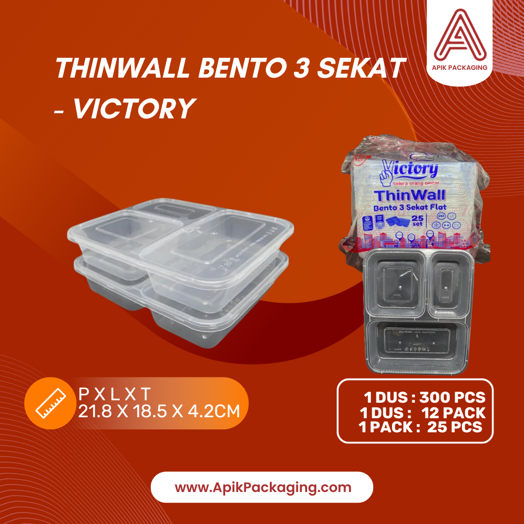Thinwall Bento Victory 3 Sekat dan 4 Sekat