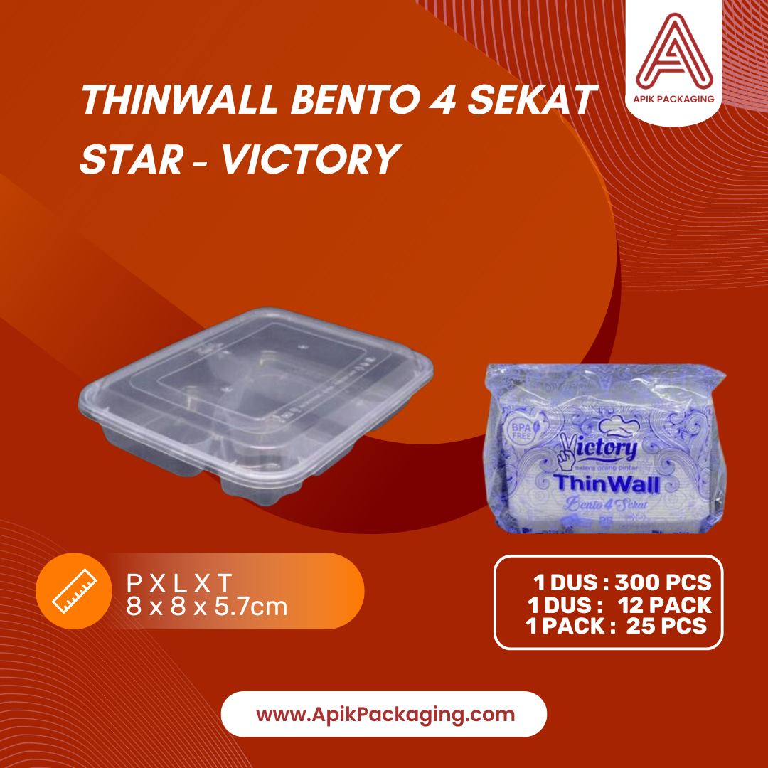 Thinwall Bento Victory 3 Sekat dan 4 Sekat