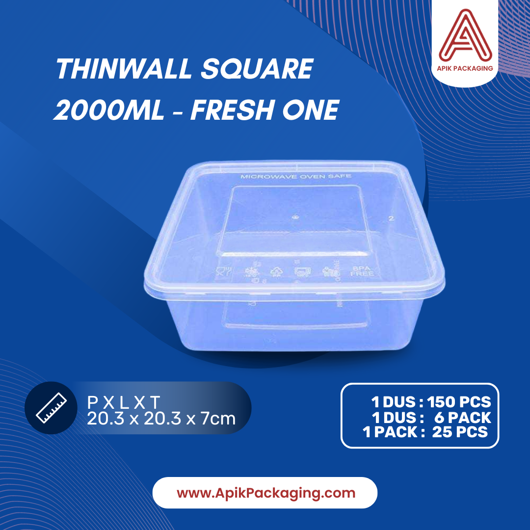 Thinwall Square Fresh One 350 ML, 1000 ML, 1500 ML, 2000 ML, 3000 ML