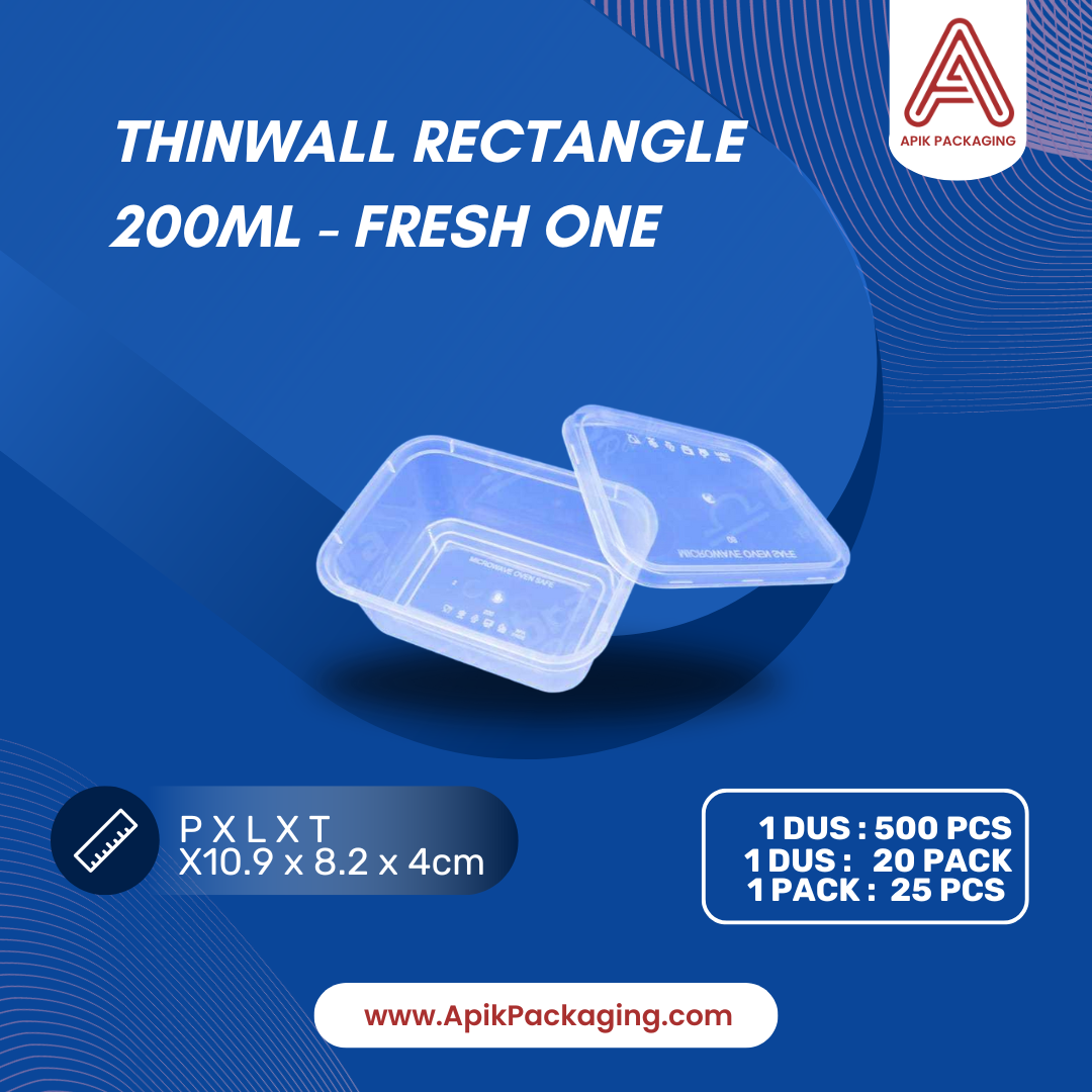 Thinwall Rectangle Fresh One 200 ML, 250 ML, 300 ML, 500 ML, 650 ML, 750 ML, 1000 ML