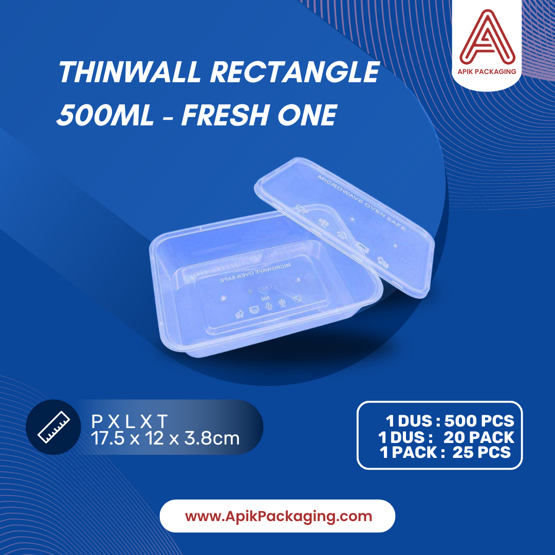Thinwall Rectangle Fresh One 200 ML, 250 ML, 300 ML, 500 ML, 650 ML, 750 ML, 1000 ML