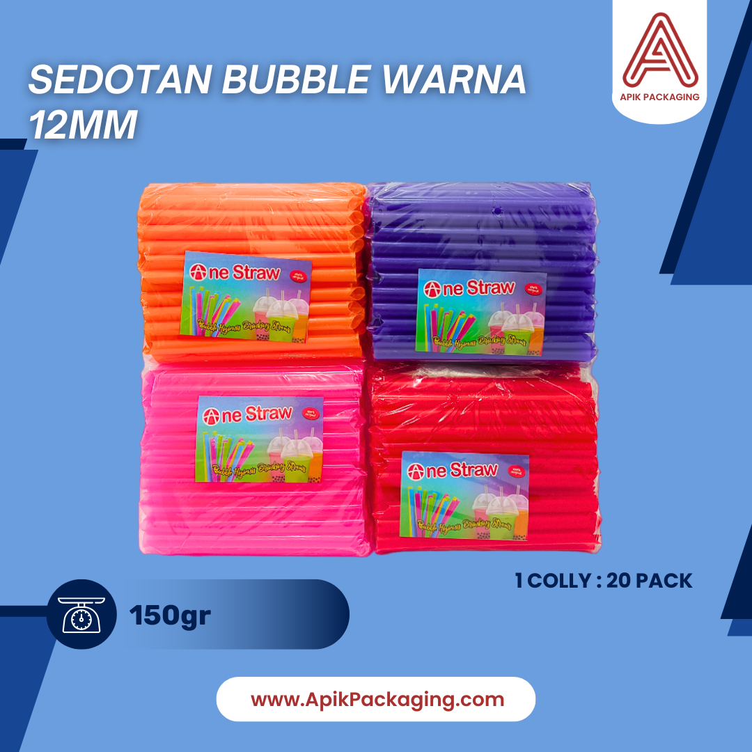Sedotan Bubble Warna dan Bening 8 MM, 12 MM