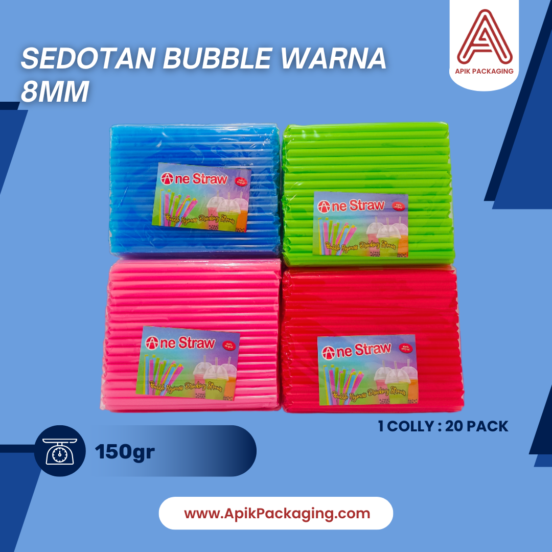 Sedotan Bubble Warna dan Bening 8 MM, 12 MM