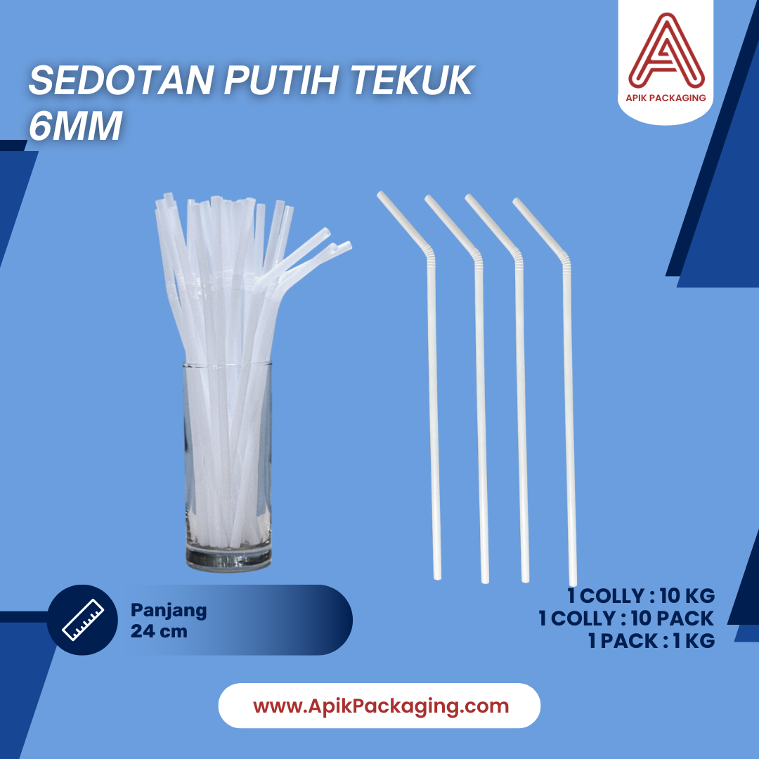 Sedotan Hitam dan Putih Tekuk 6 MM