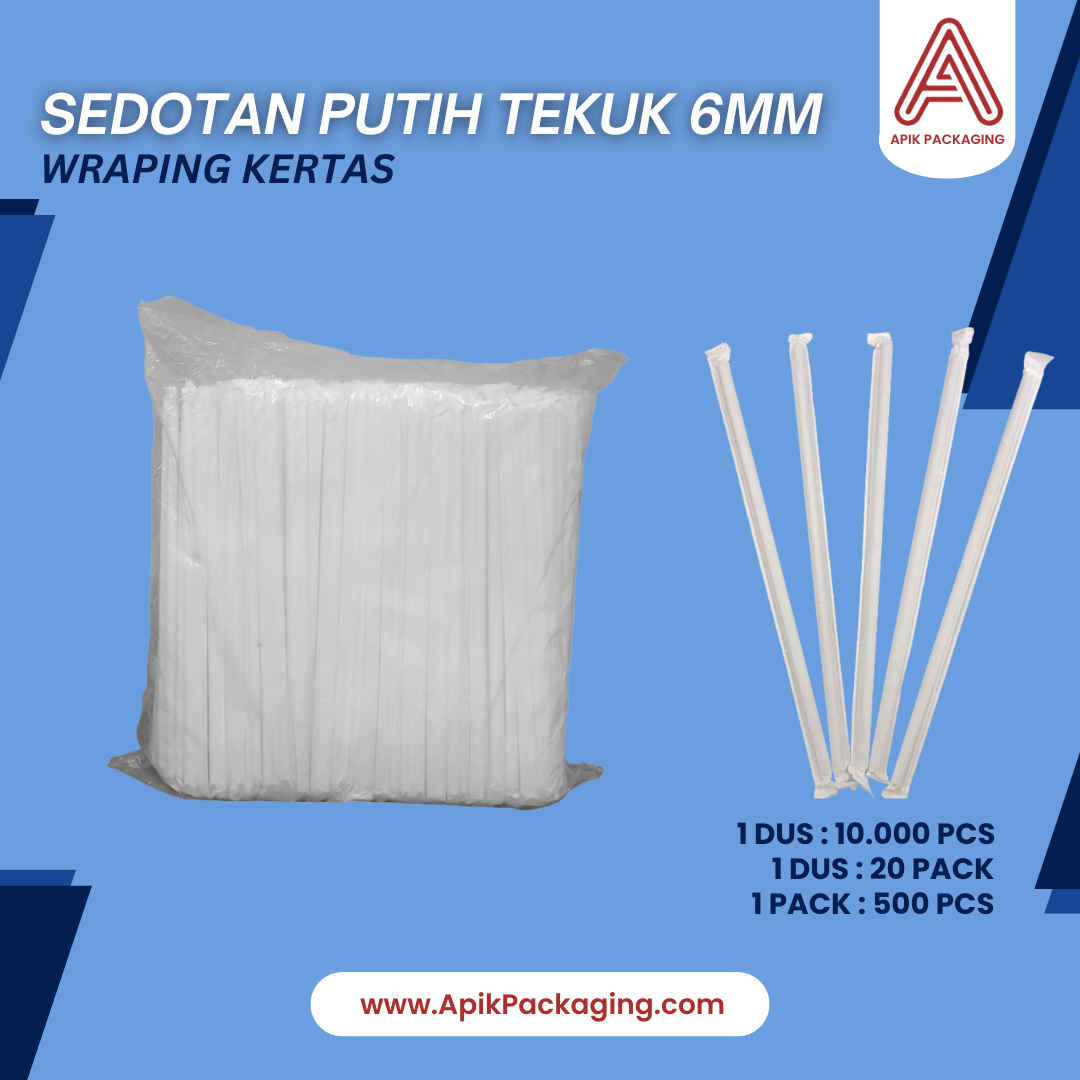 Sedotan Hitam Tekuk 6 MM Wraping Kertas Hitam dan Putih