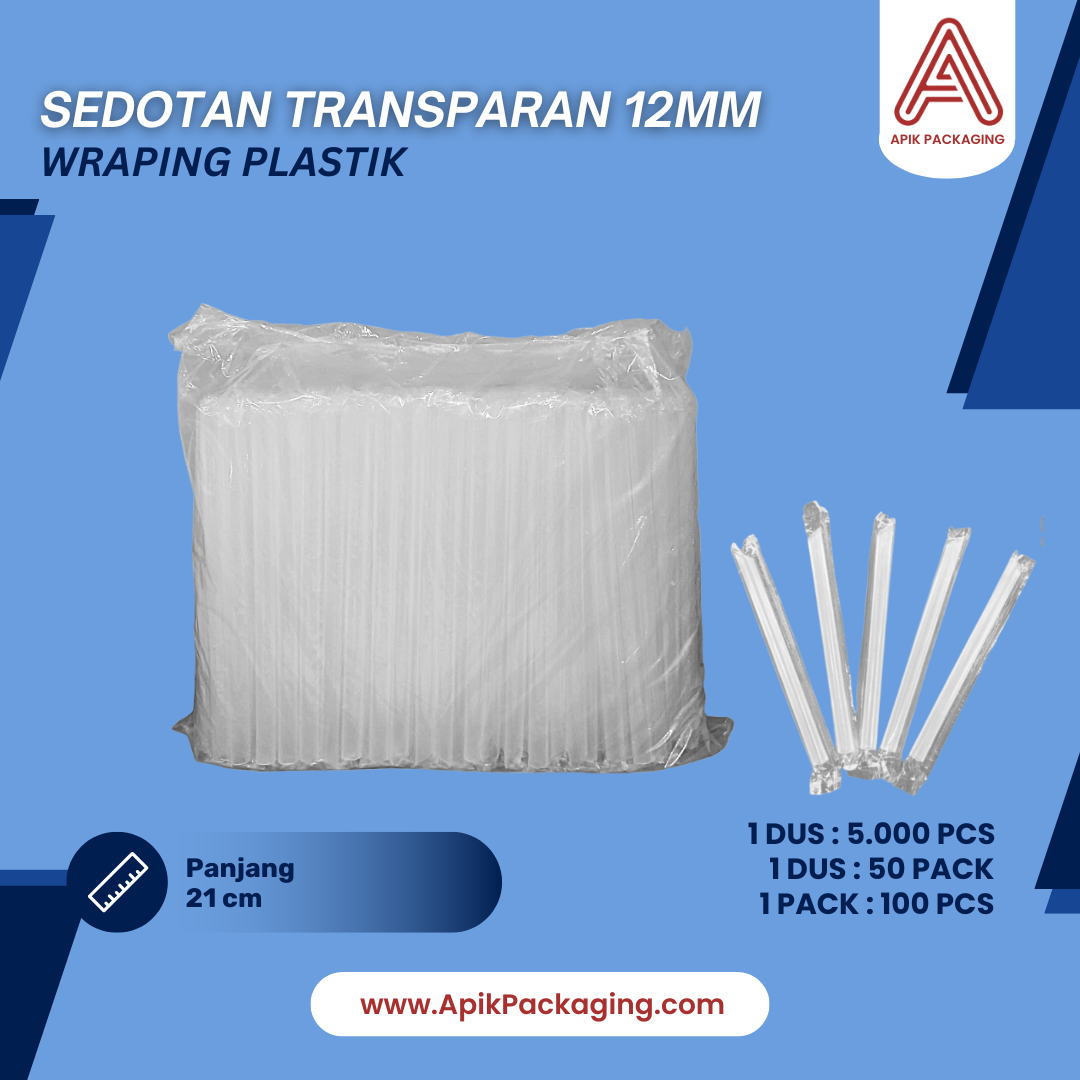 Sedotan Transparan 8 MM, 9 MM, 12 MM Wraping Plastik