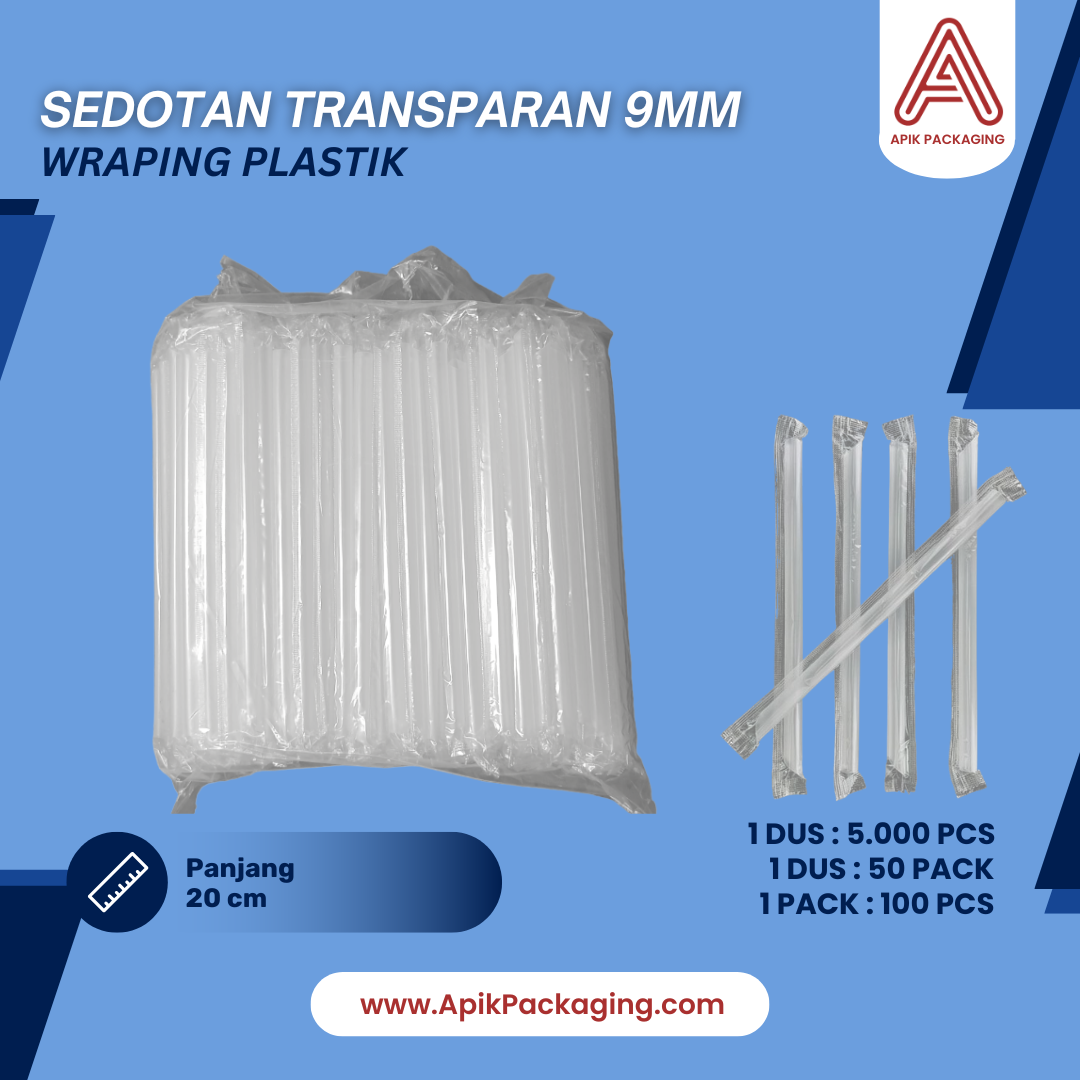 Sedotan Transparan 8 MM, 9 MM, 12 MM Wraping Plastik