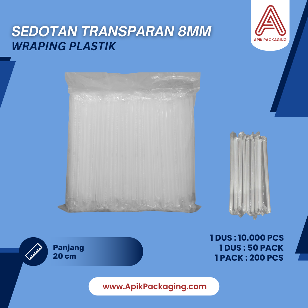 Sedotan Transparan 8 MM, 9 MM, 12 MM Wraping Plastik
