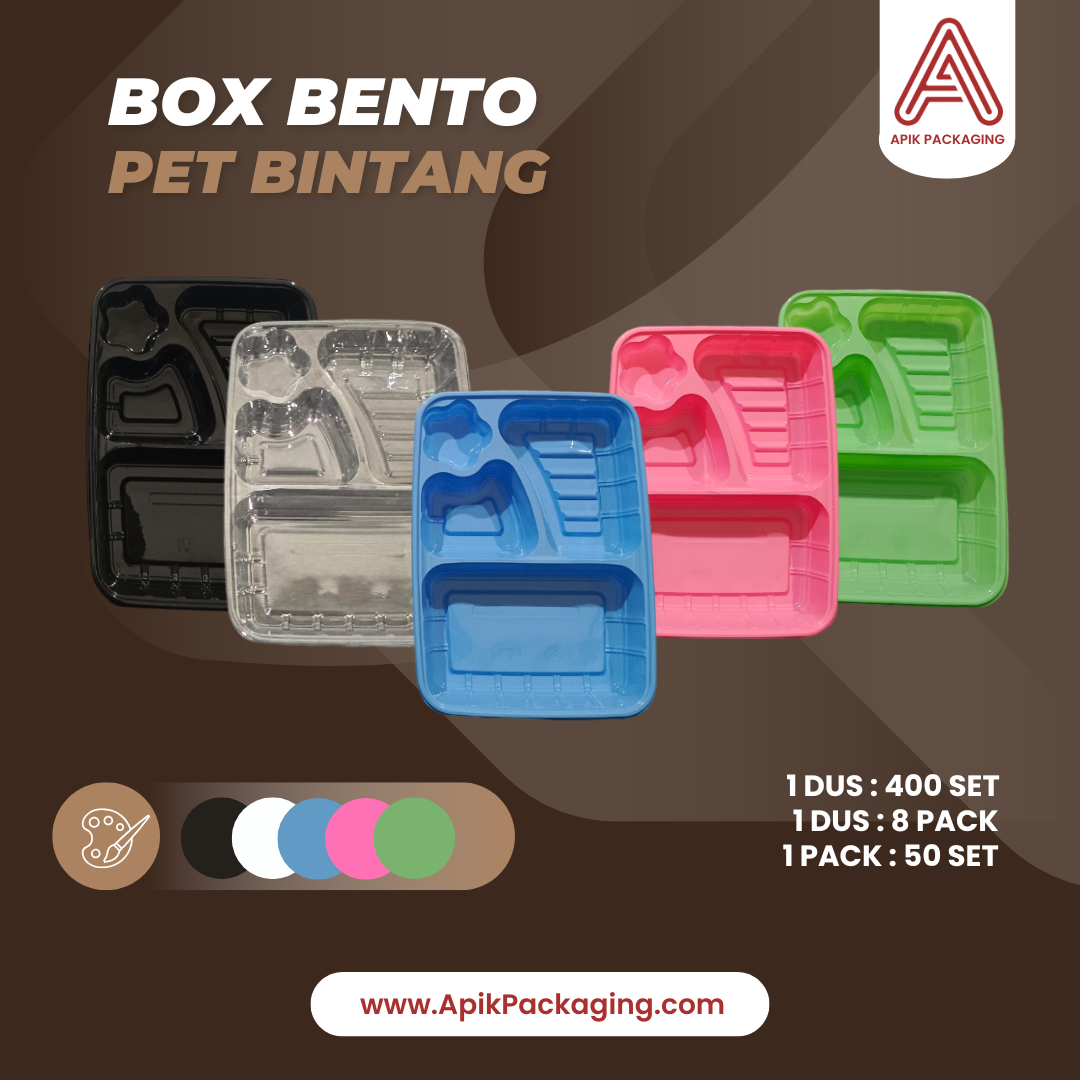 Box Bento Pet Bintang, Bear Hitam, CKP, Interpack, Pet Hitam Oripack, SG Alas dan Tutup Hitam, SG Alas dan Tutup Putih