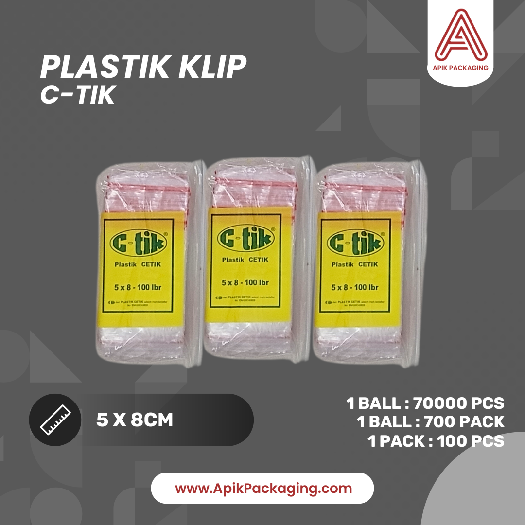 Plastik Klip C-Tik 5X8CM, 6X10CM, 7X10CM, 8X12CM, 8,7X13CM, 10X15CM, 12X20CM, 30X38CM, 3X5CM, 4X6CM