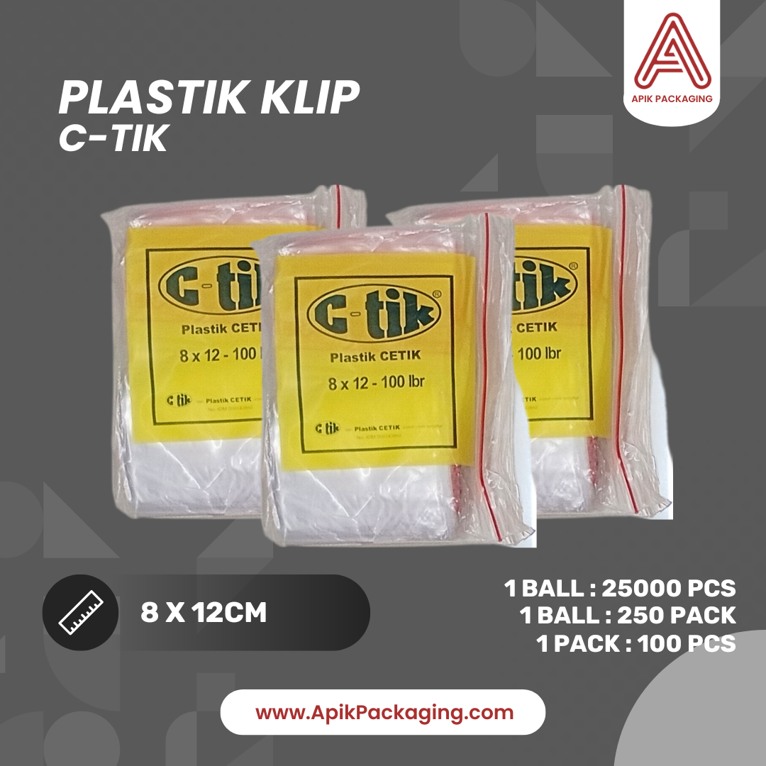 Plastik Klip C-Tik 5X8CM, 6X10CM, 7X10CM, 8X12CM, 8,7X13CM, 10X15CM, 12X20CM, 30X38CM, 3X5CM, 4X6CM