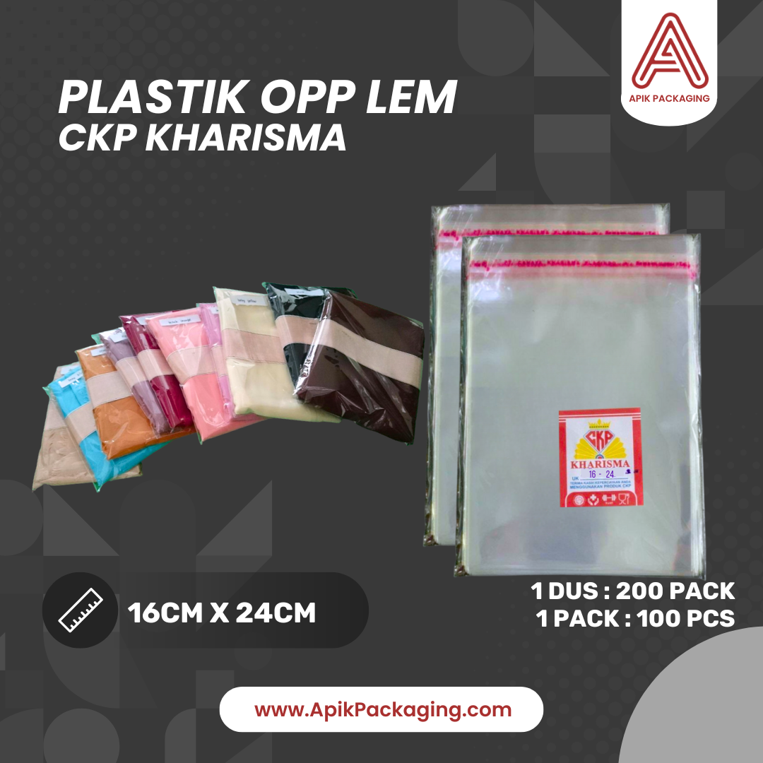 Plastik OPP Lem CKP Kharisma 15X15CM, 16X16CM, 16X24CM, 20X30CM, 30X35CM, 28X38CM, 6X18CM, 7X15CM, 10X10CM, 11X11CM, 12X12CM, 13X13CM, 14X14CM