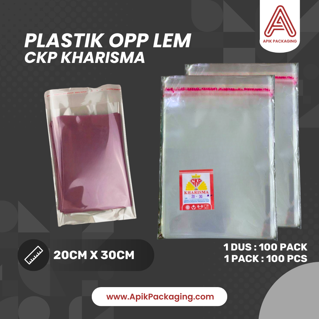 Plastik OPP Lem CKP Kharisma 15X15CM, 16X16CM, 16X24CM, 20X30CM, 30X35CM, 28X38CM, 6X18CM, 7X15CM, 10X10CM, 11X11CM, 12X12CM, 13X13CM, 14X14CM