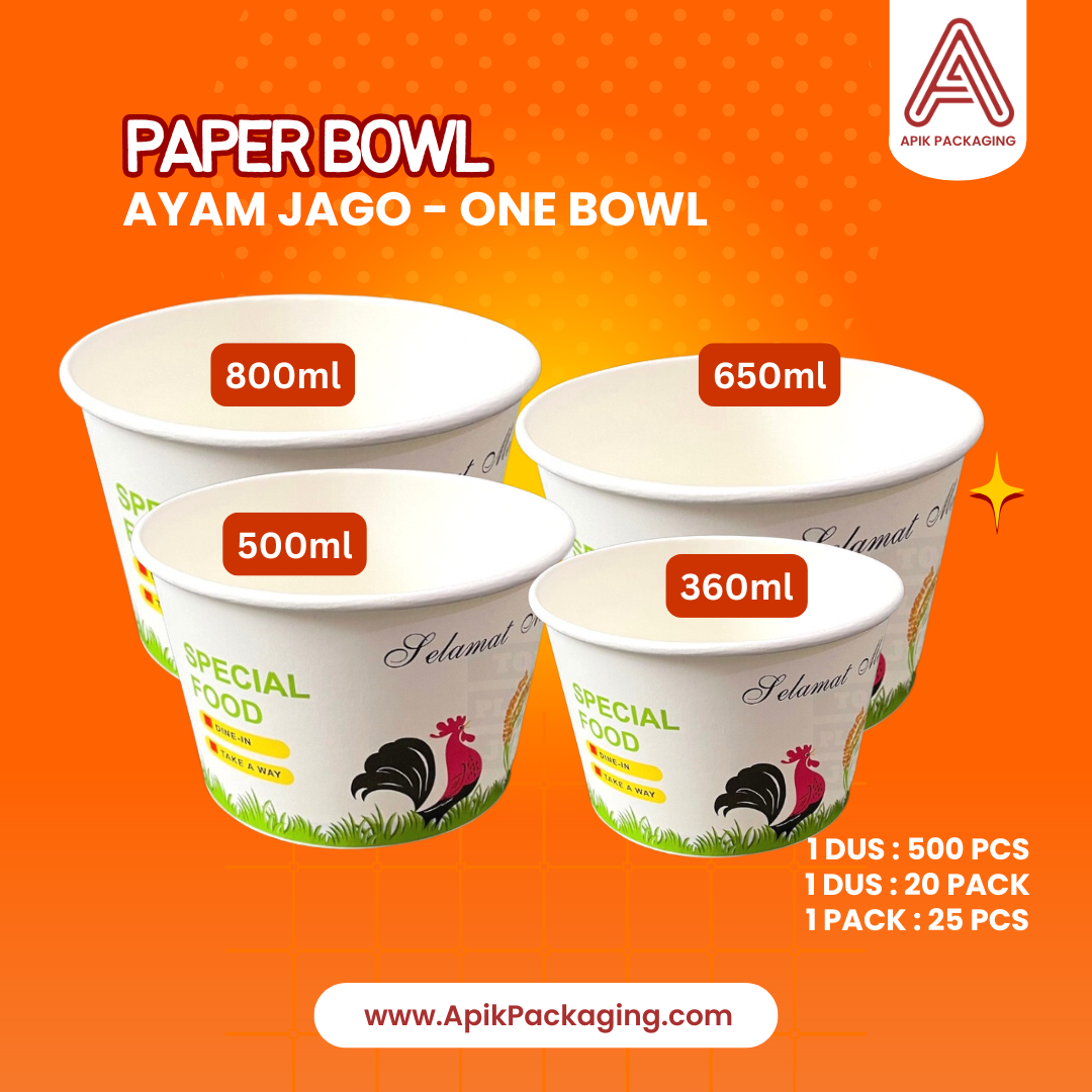 Paper Bowl Ayam Jago - One Bowl 360 ML, 500 ML, 650 ML, 800 ML