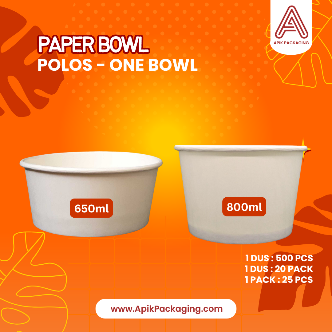 Paper Bowl Polos - One Bowl 360 ML, 500 ML, 650 ML, 800 ML