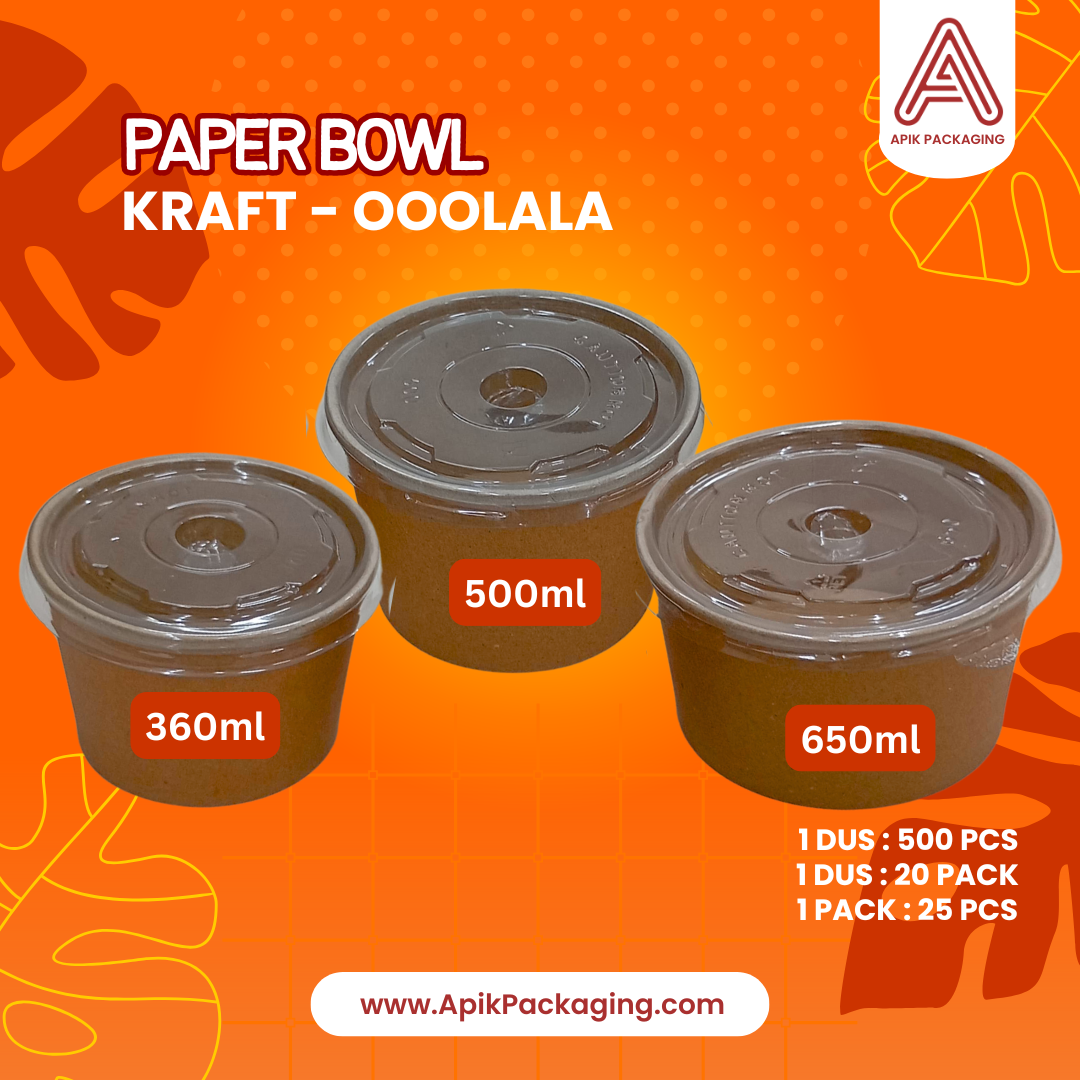 Paper Bowl Kraft - Ooolala 360 ML, 500 ML, 650 ML
