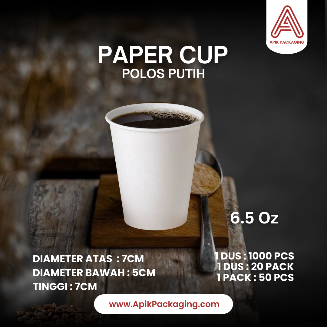 Paper Cup Polos Putih 6,5 OZ, 8 OZ, 9 OZ