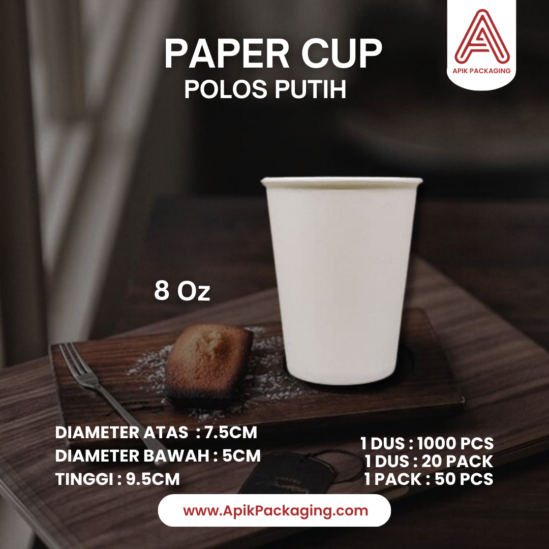 Paper Cup Polos Putih 6,5 OZ, 8 OZ, 9 OZ