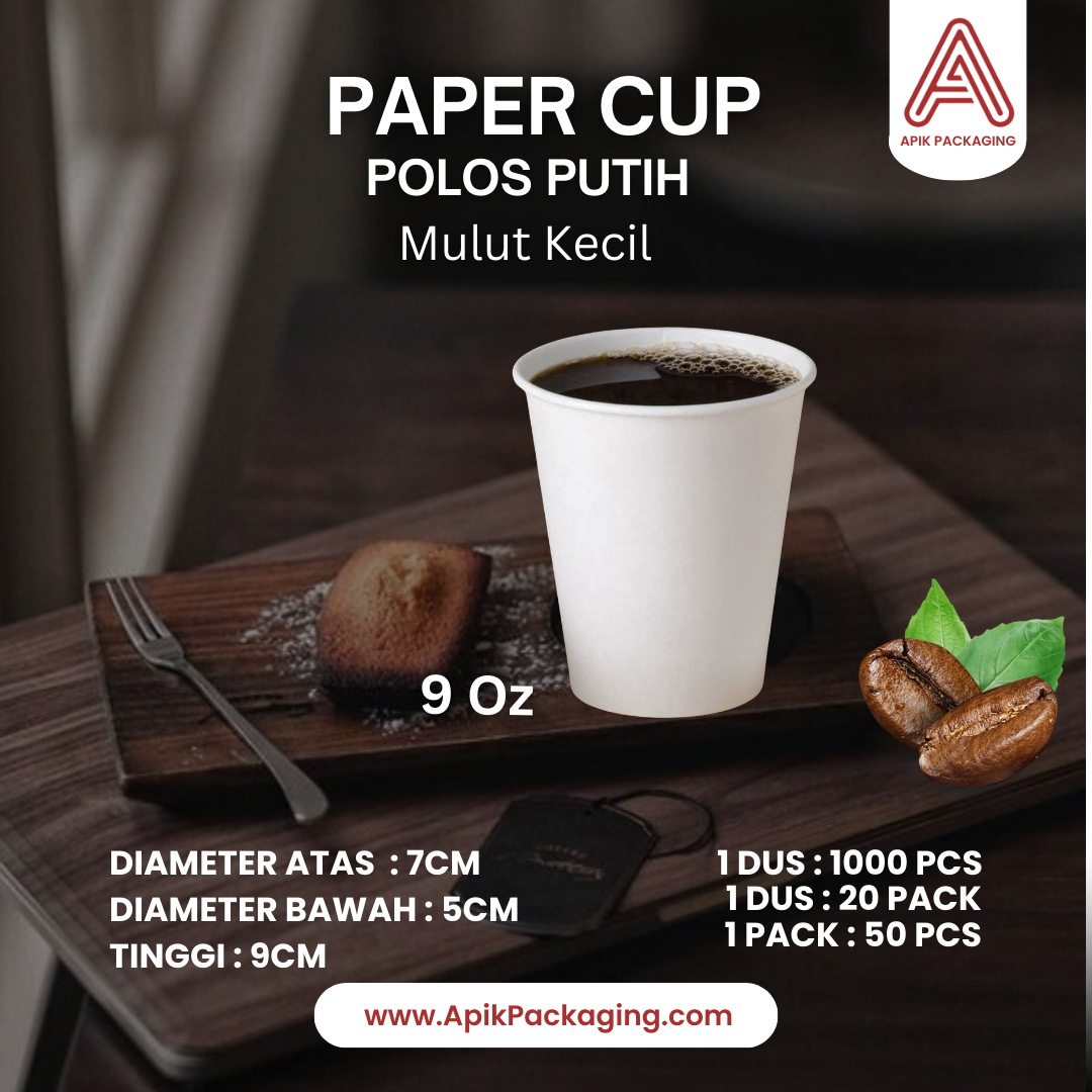 Paper Cup Polos Putih 6,5 OZ, 8 OZ, 9 OZ