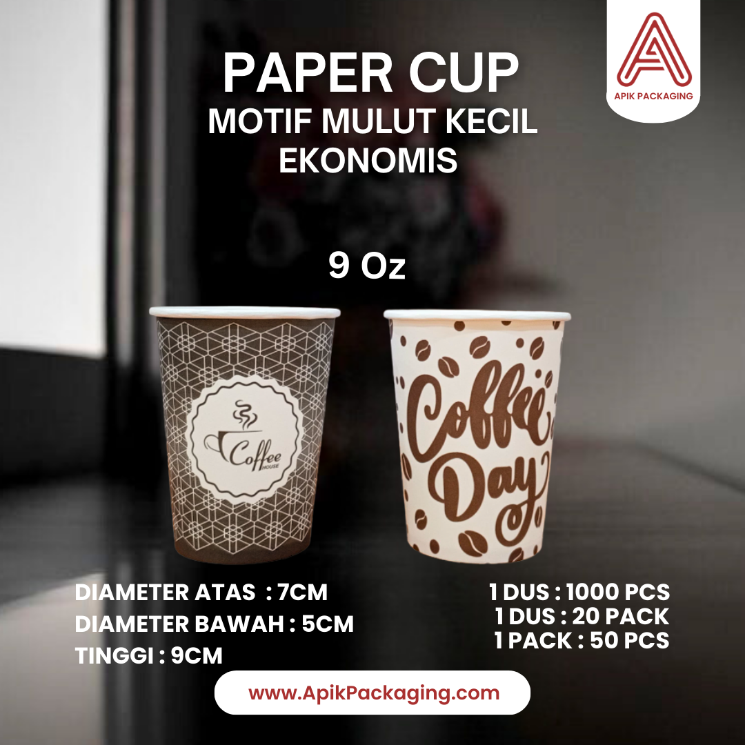 Paper Cup Motif Mulut Kecil Ekonomis 9 OZ
