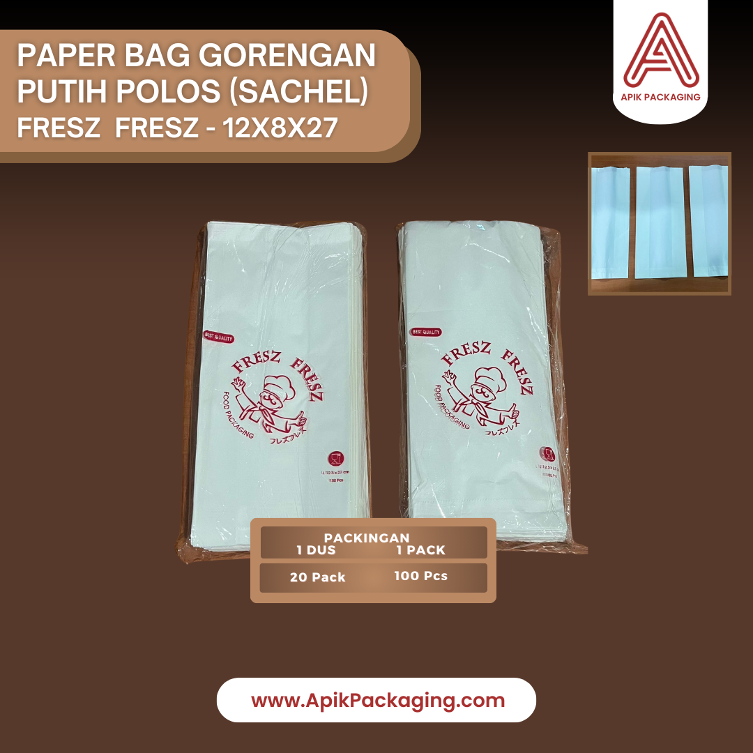 Paper Bag Gorengan Putih Polos (Sachel) Fresz Fresz 12 x 8 x 27