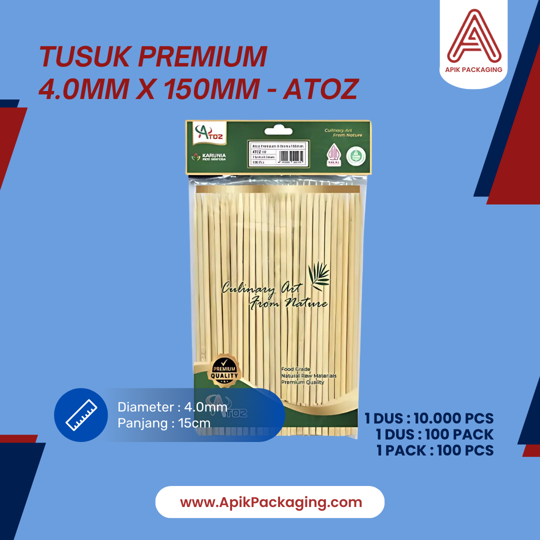 Tusuk Premium 3mm x 180mm, 3mm x 200mm, 4mm x 150mm, 4mm x 200mm, 3.5mm x 350mm ATOZ