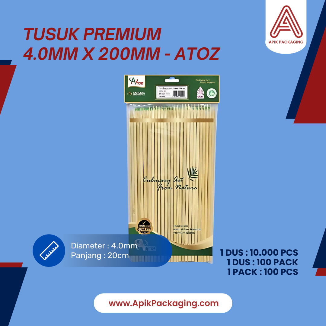Tusuk Premium 3mm x 180mm, 3mm x 200mm, 4mm x 150mm, 4mm x 200mm, 3.5mm x 350mm ATOZ
