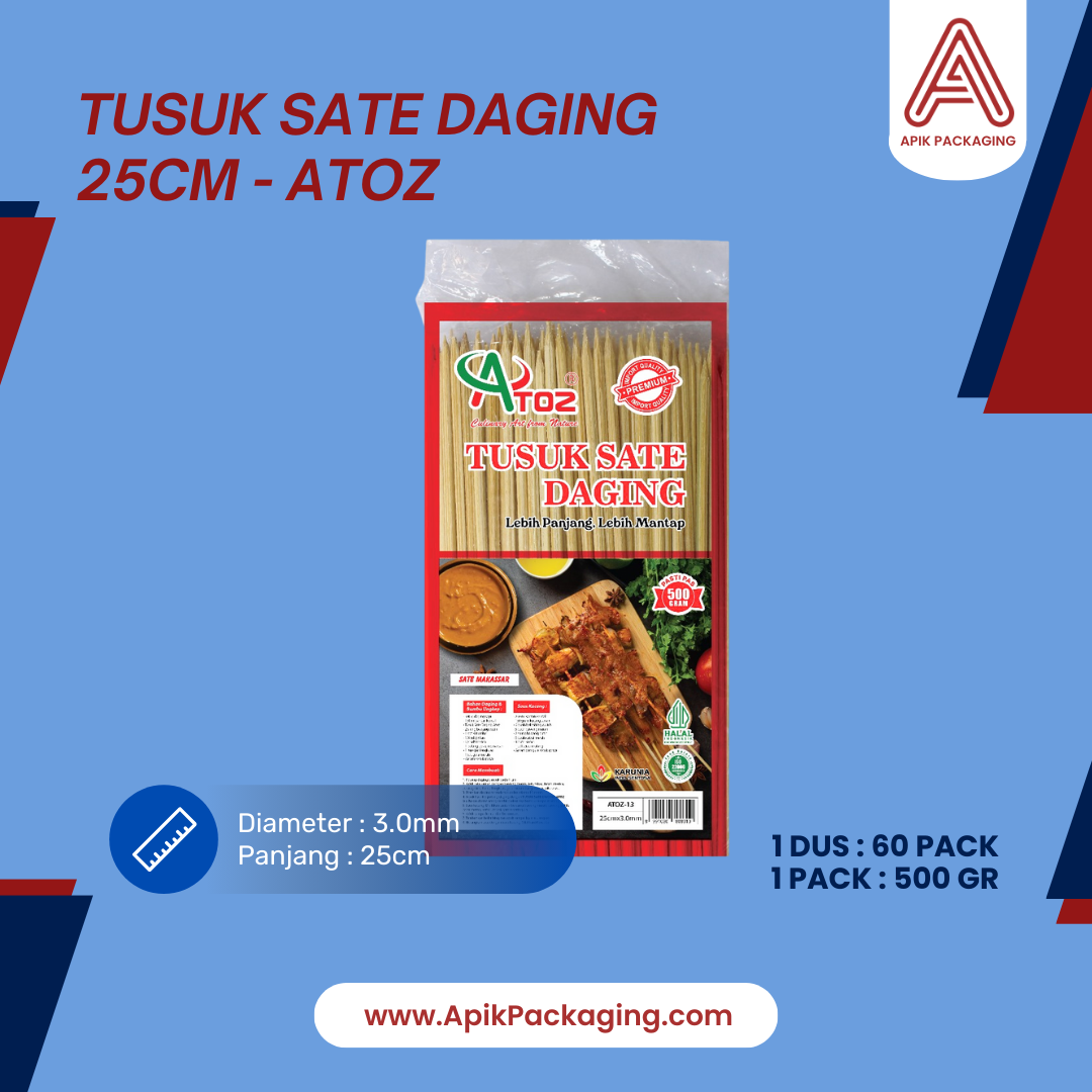 Tusuk Sate/Pentol/Cilok Berbagai Jenis 11cm, 15cm, 16cm, 18cm, 20cm, 21cm, 22cm, 25cm, 30cm, 250gram, 500gram ATOZ