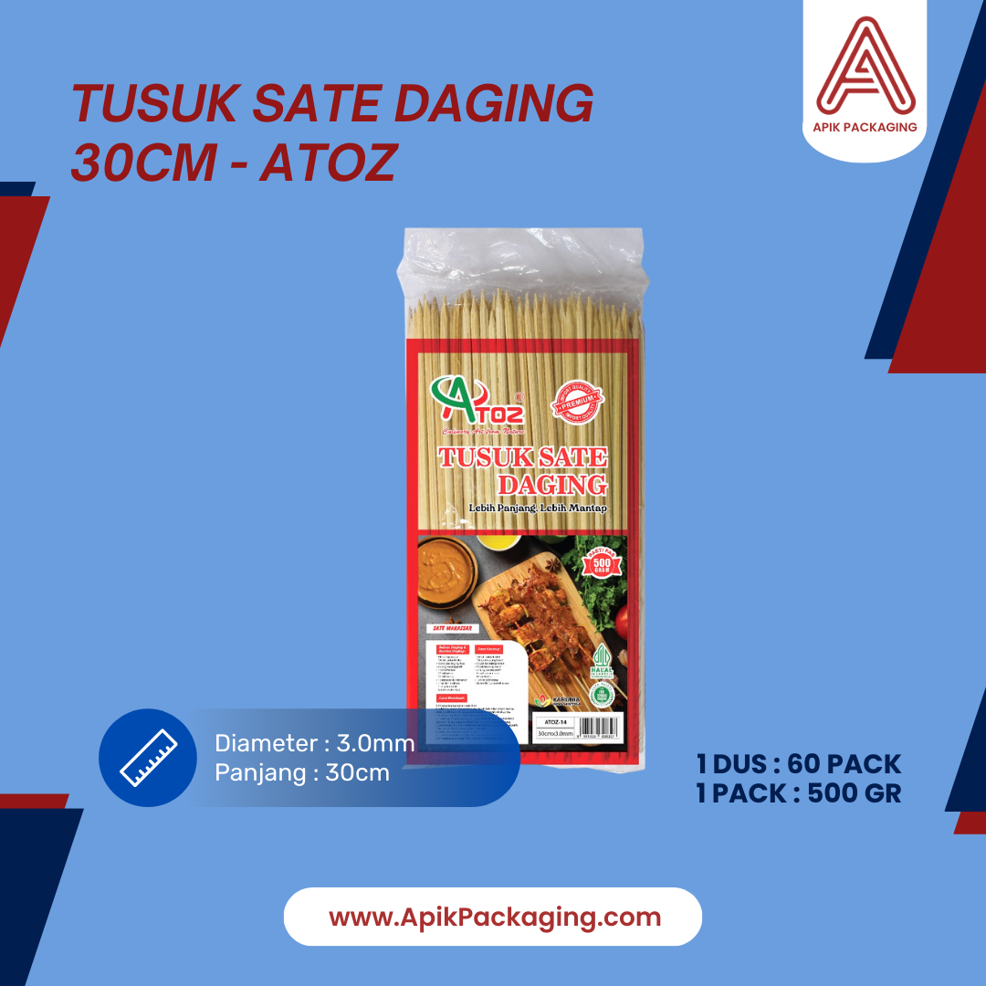 Tusuk Sate/Pentol/Cilok Berbagai Jenis 11cm, 15cm, 16cm, 18cm, 20cm, 21cm, 22cm, 25cm, 30cm, 250gram, 500gram ATOZ