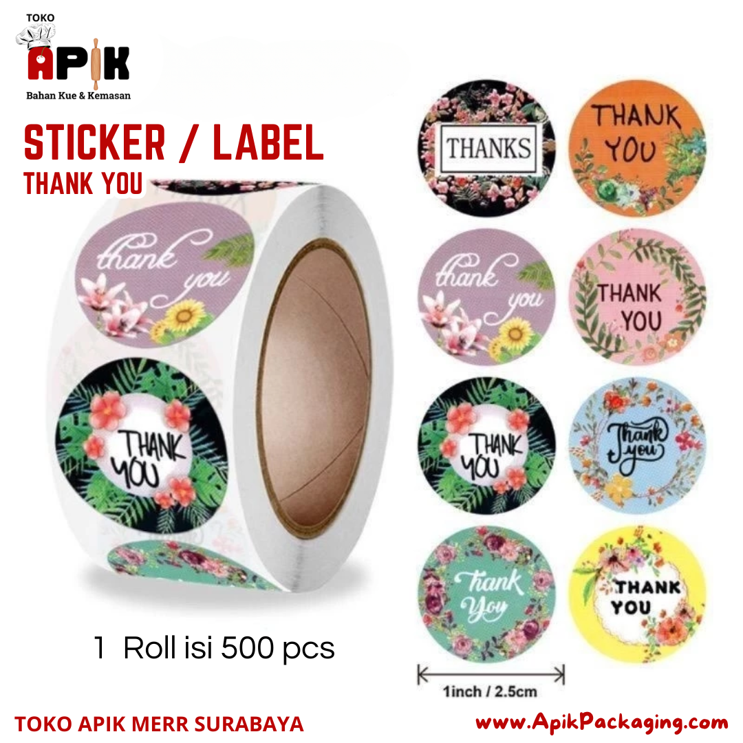 Stiker / Label Thank You 1 Roll isi 500 PCS