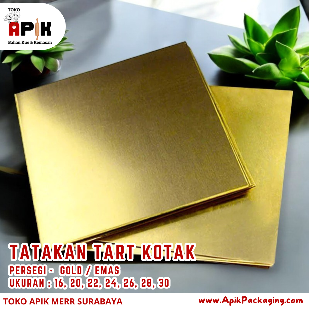 Tatakan Tart Kotak Persegi Gold / Emas