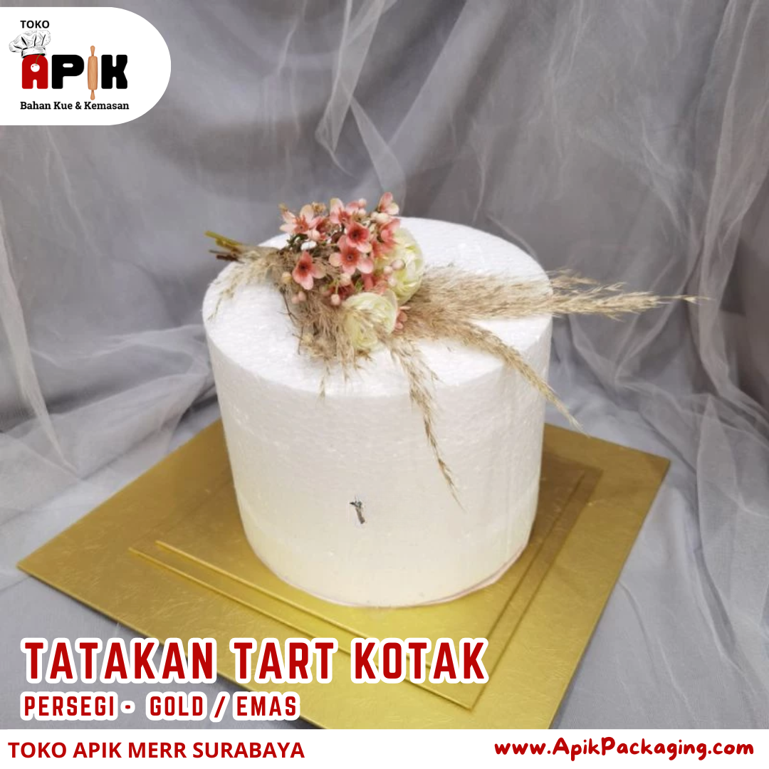 Tatakan Tart Kotak Persegi Gold / Emas