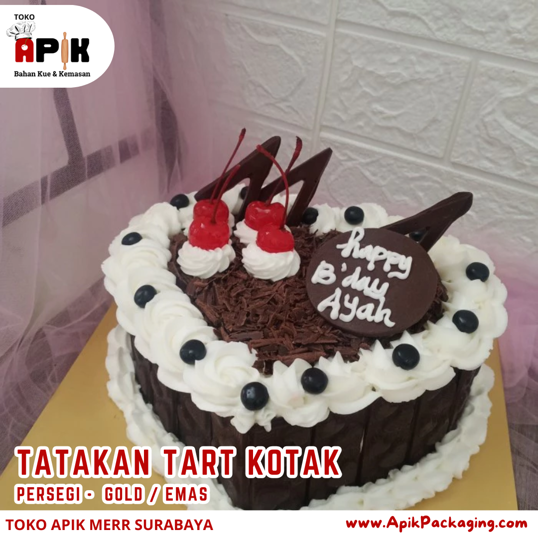 Tatakan Tart Kotak Persegi Gold / Emas