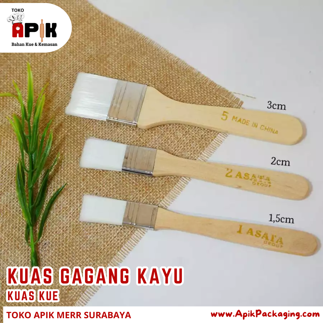Kuas Gagang Kayu / Kuas Kue Berbagai Ukuran