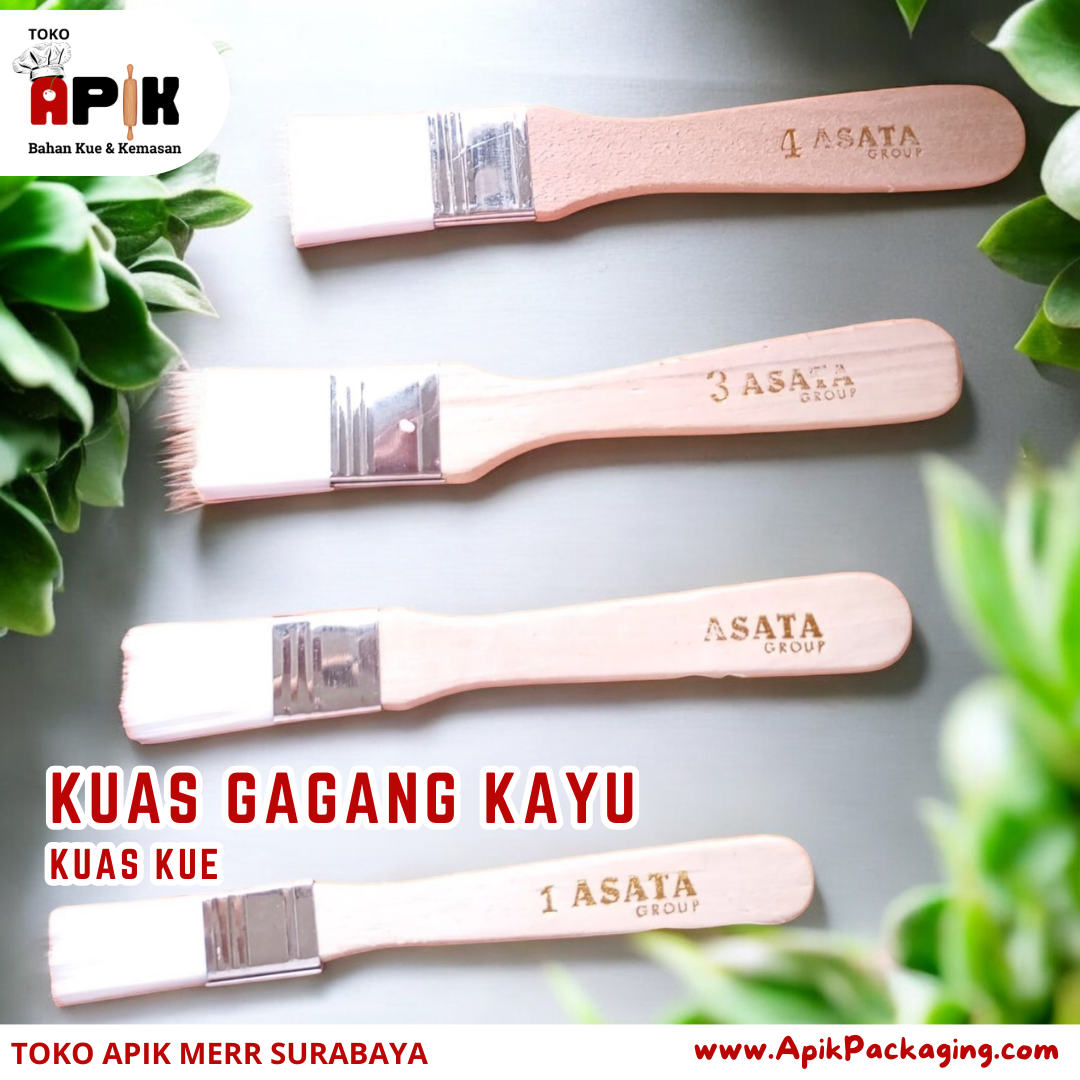 Kuas Gagang Kayu / Kuas Kue Berbagai Ukuran